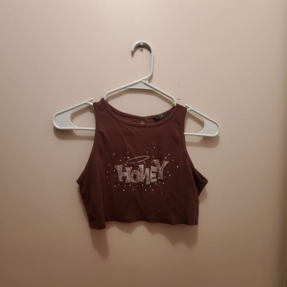 Cropped bedazzled tank top